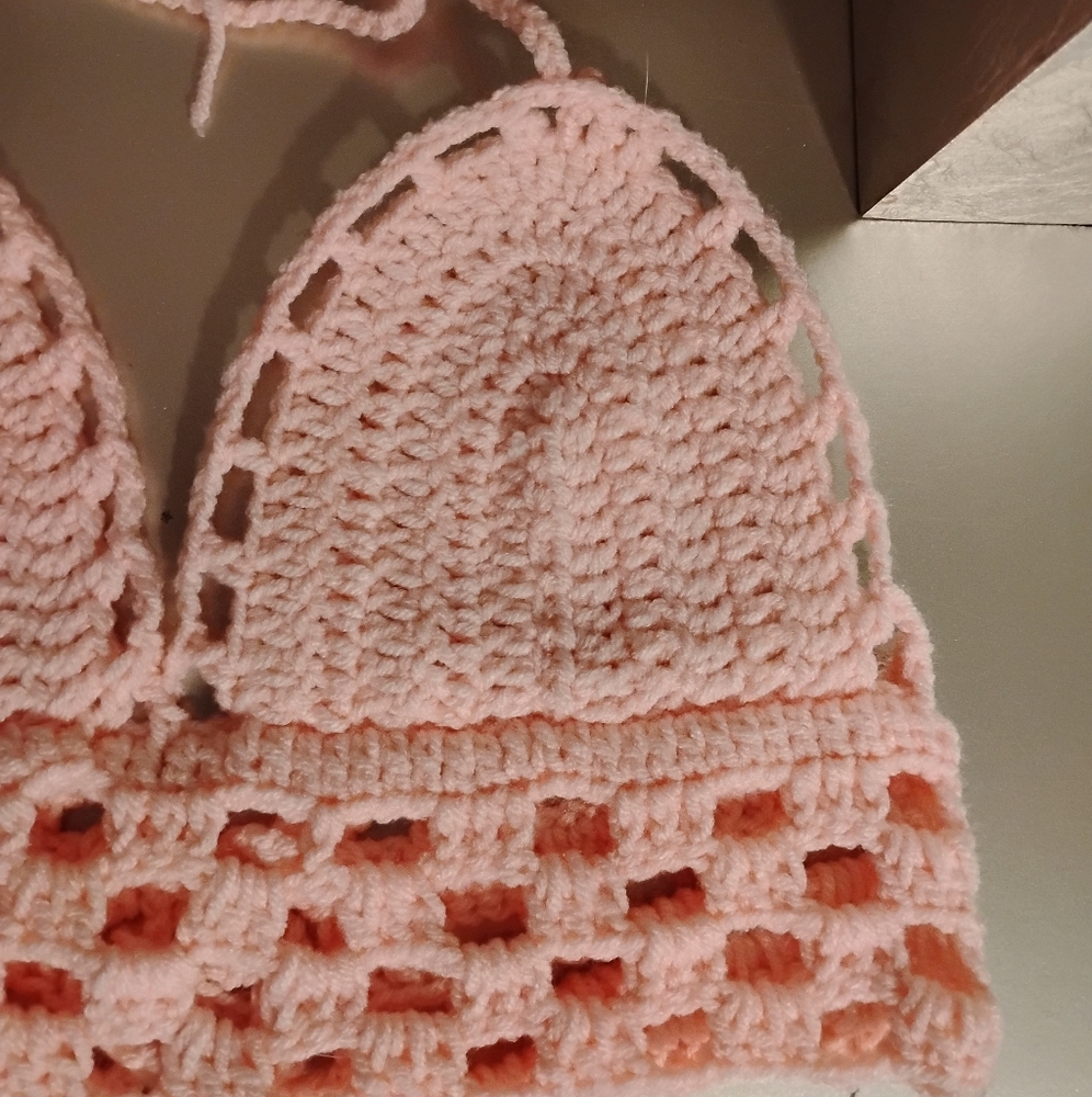 Handmade Pink Crochet Bralette - Picture 5 of 12
